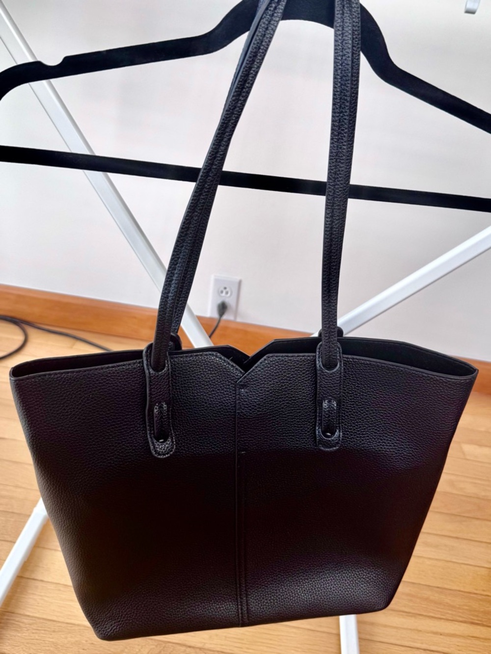 Classic Black Pebbled Leather Tote Bag